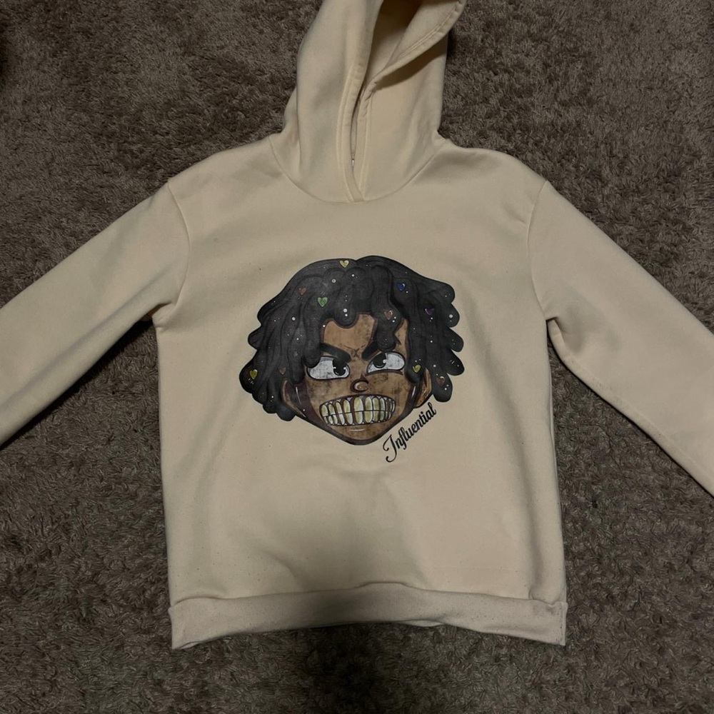 Kids Cream Hoodie with Graphic Design